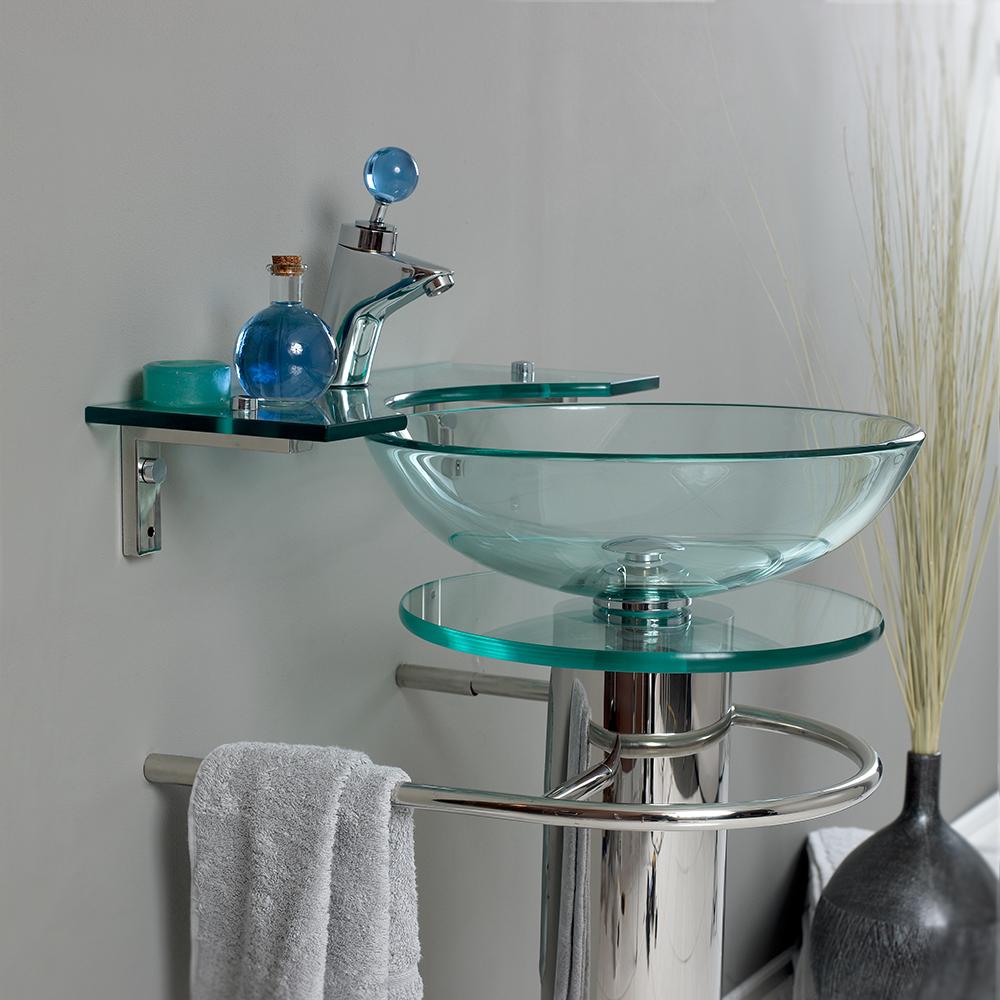 Fresca Ovale 24" Modern Glass Bathroom Vanity w/ Frosted Edge Mirror
