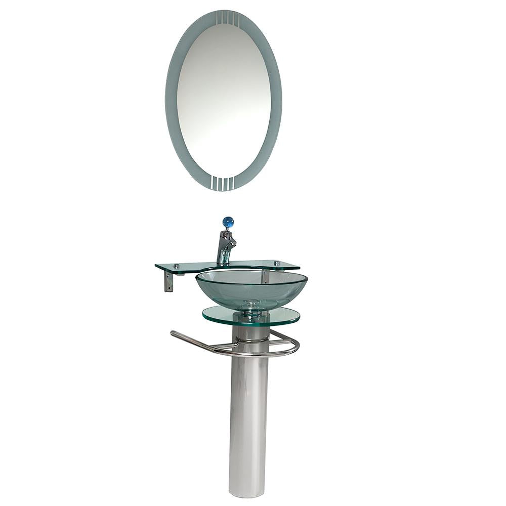 Fresca Ovale 24" Modern Glass Bathroom Vanity w/ Frosted Edge Mirror