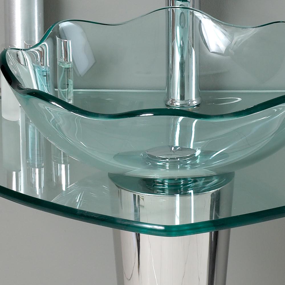Fresca Netto 24" Modern Glass Bathroom Vanity w/ Wavy Edge Vessel Sink