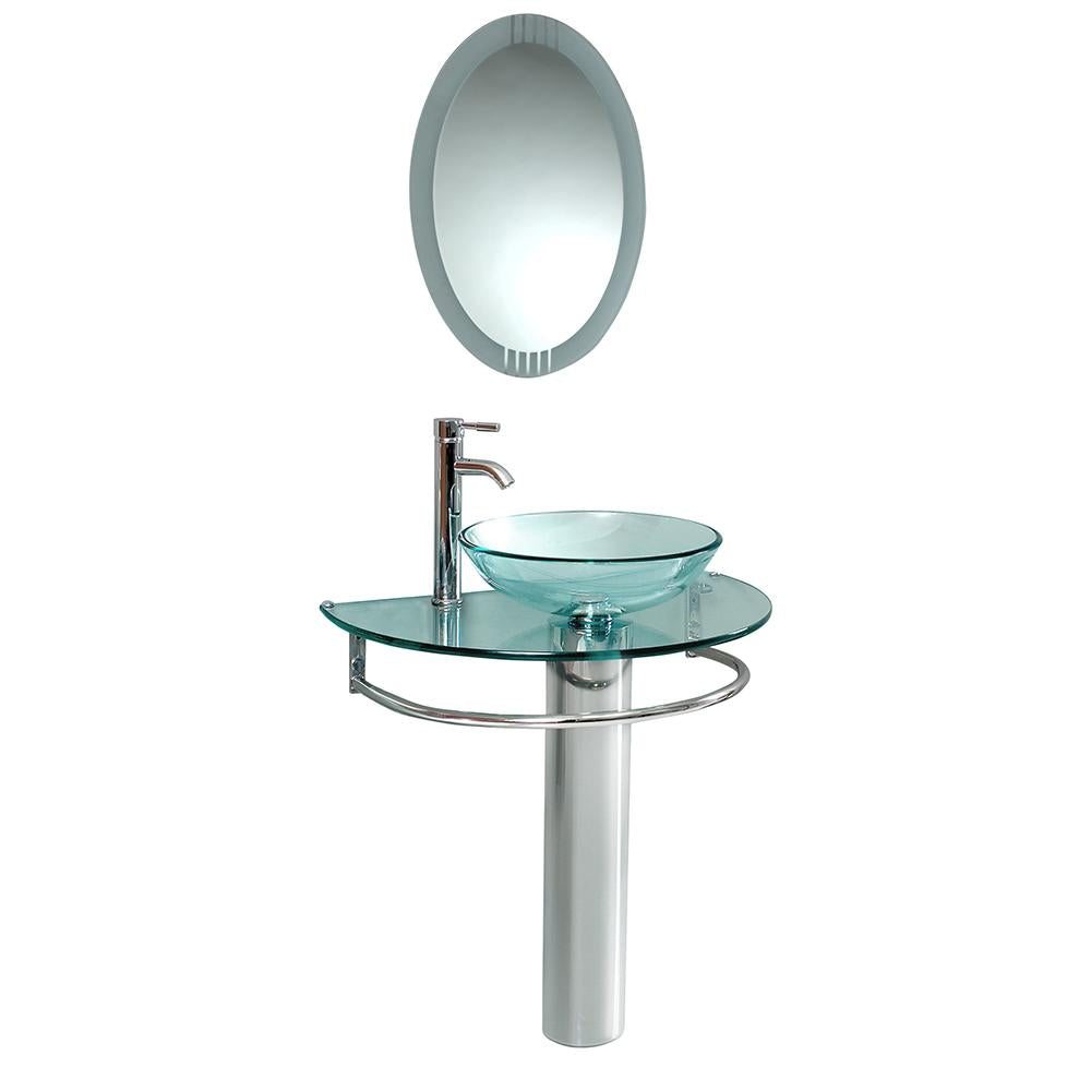 Fresca Attrazione 30" Modern Glass Bathroom Vanity w/ Frosted Edge Mirror