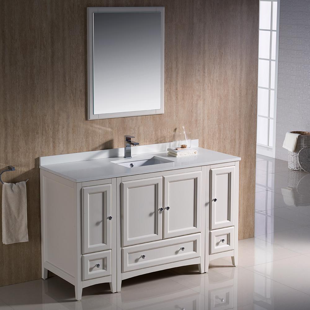 Fresca-Oxford-54"-Antique-White-Traditional-Bathroom-Vanity-(FVN20-123012AW)