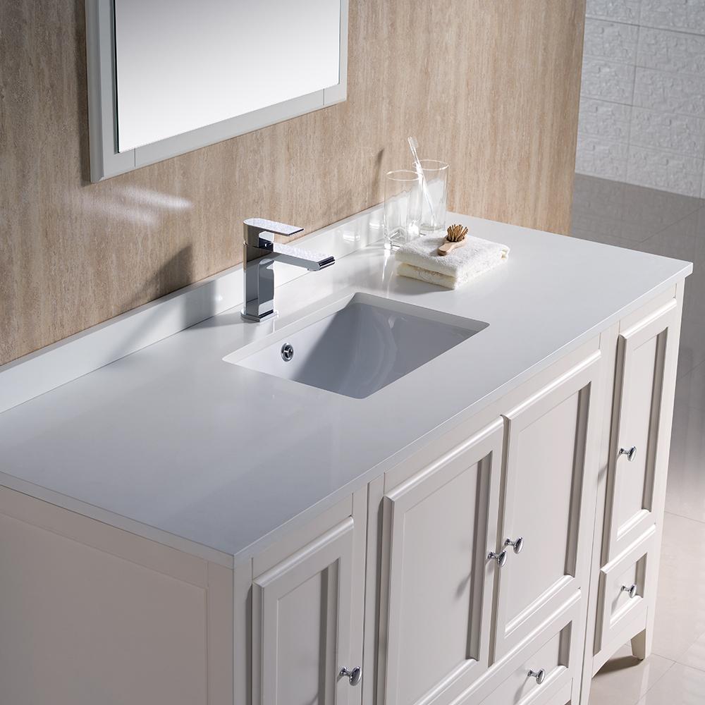 Fresca Oxford 54" Antique White Traditional Bathroom Vanity