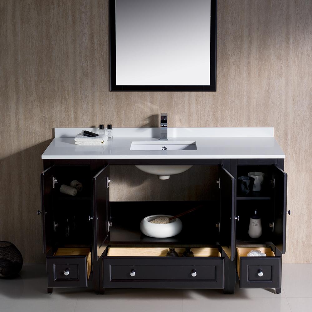Fresca Oxford 54" Espresso Traditional Bathroom Vanity