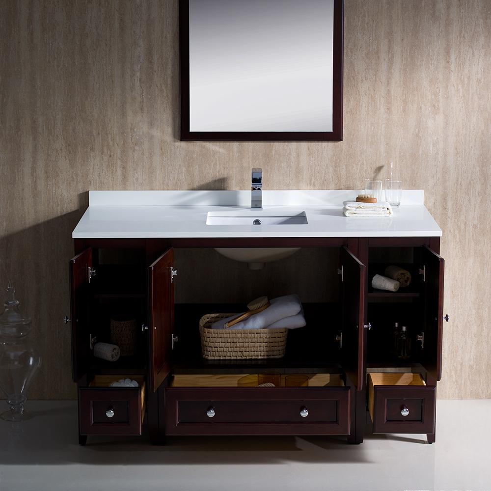 Fresca Oxford 54" Mahogany Traditional Bathroom Vanity