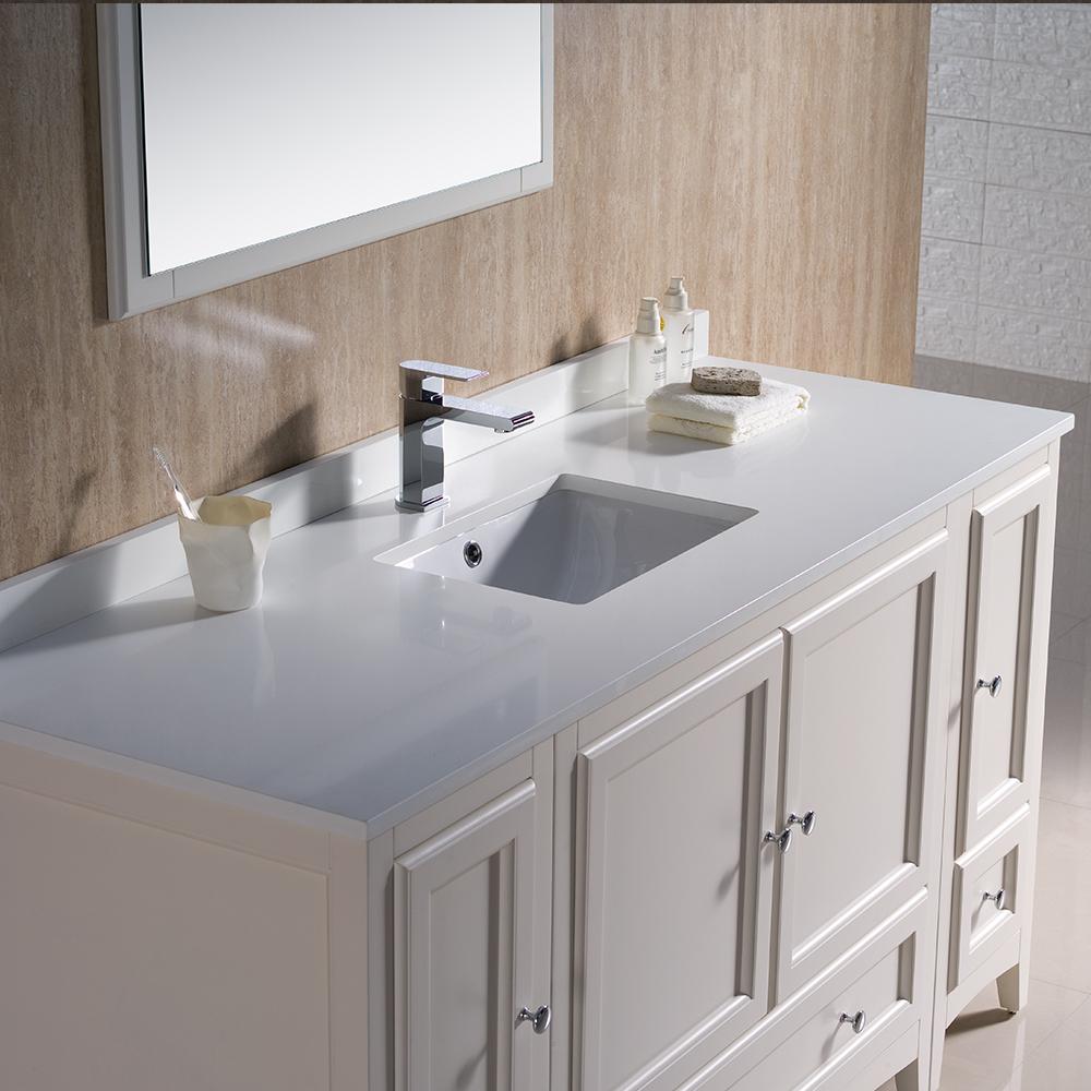 Fresca Oxford 60" Antique White Traditional Bathroom Vanity