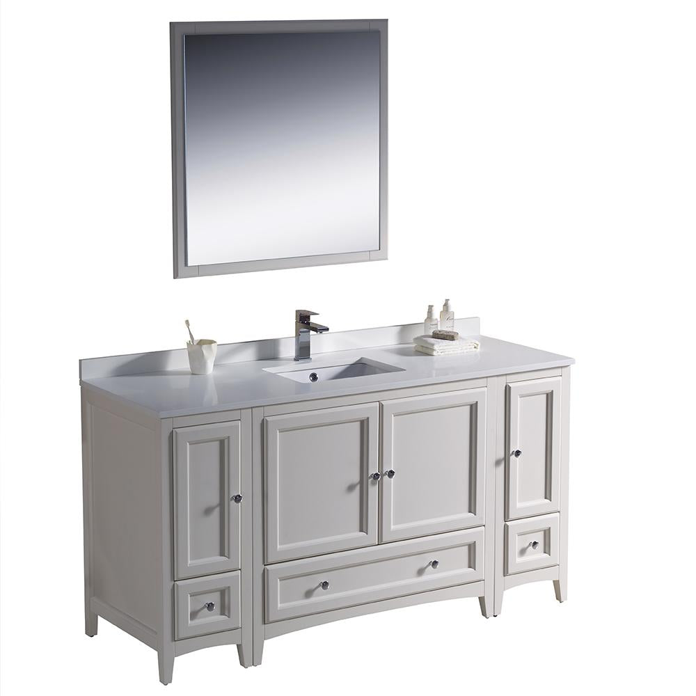 Fresca Oxford 60" Antique White Traditional Bathroom Vanity