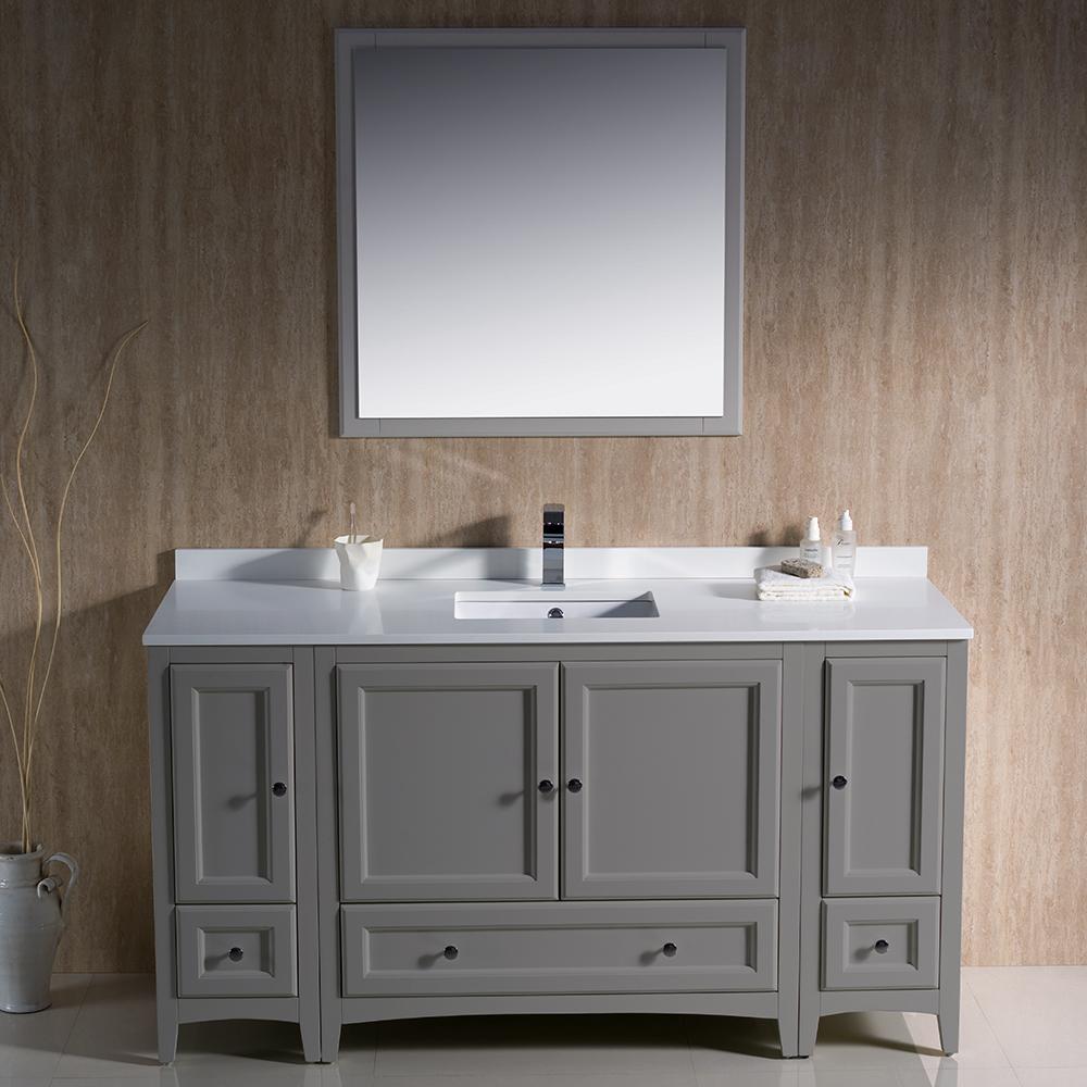 Fresca Oxford 60" Gray Traditional Bathroom Vanity