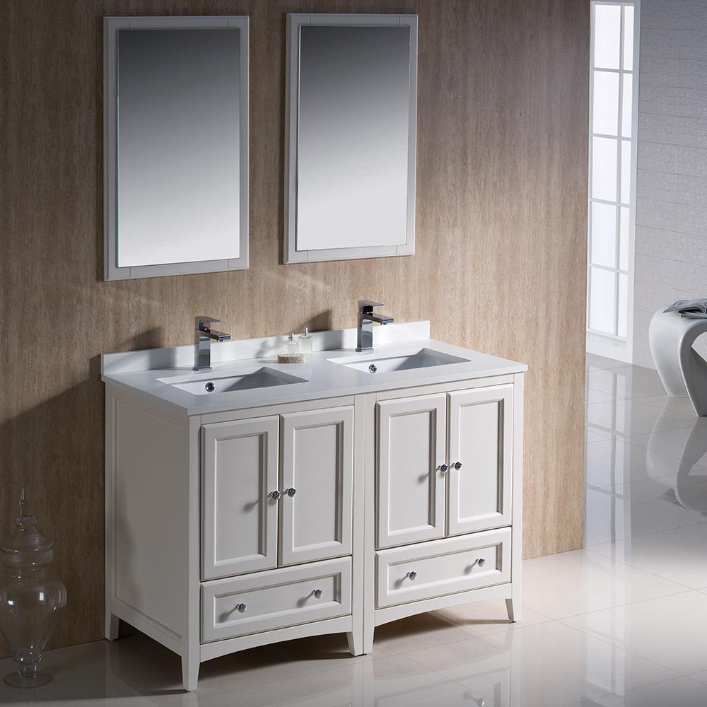 Fresca-Oxford-48"-Antique-White-Traditional-Double-Sink-Bathroom-Vanity-(FVN20-2424AW)
