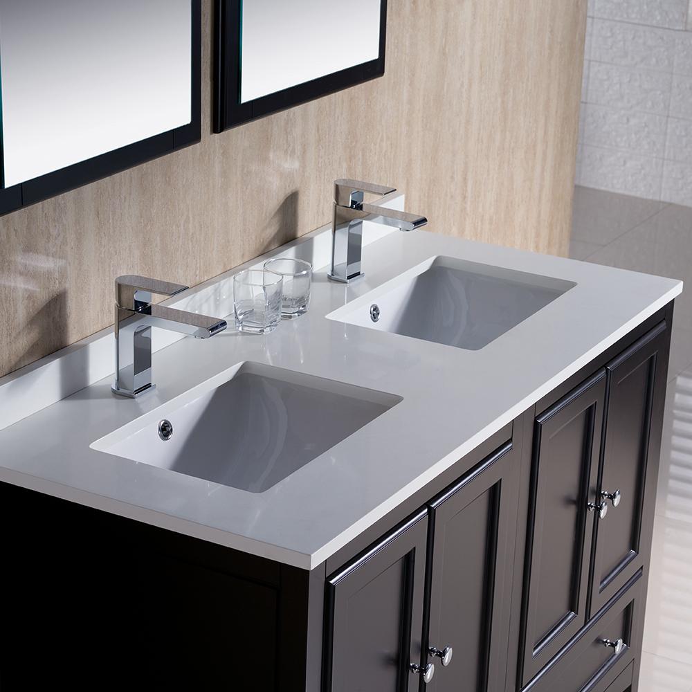Fresca Oxford 48" Espresso Traditional Double Sink Bathroom Vanity