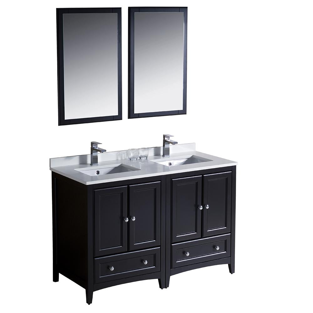 Fresca Oxford 48" Espresso Traditional Double Sink Bathroom Vanity