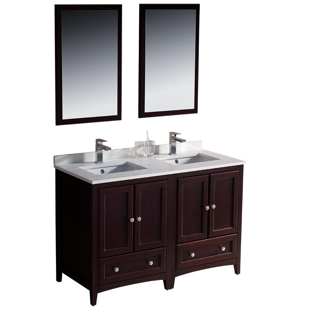 Fresca Oxford 48" Mahogany Traditional Double Sink Bathroom Vanity