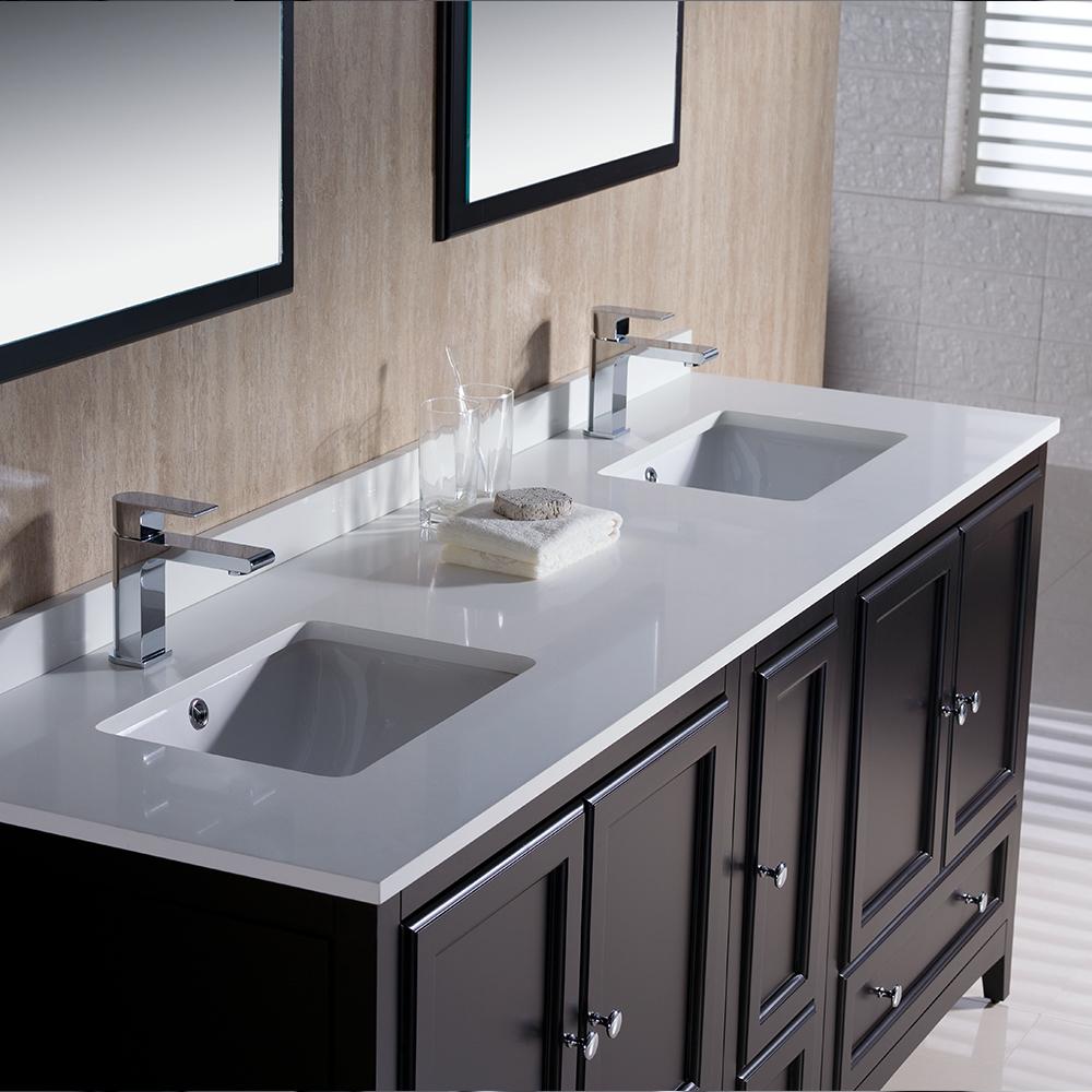 Fresca Oxford 72" Espresso Traditional Double Sink Bathroom Vanity