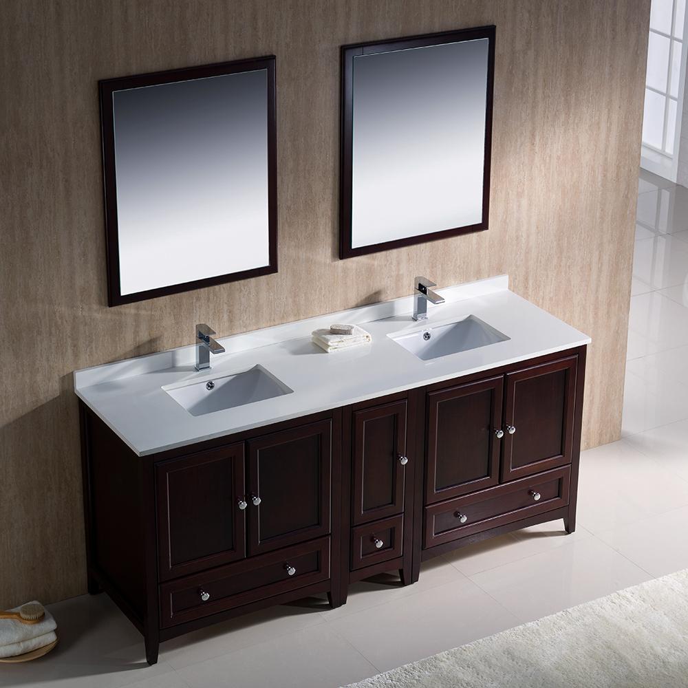 Fresca Oxford 72" Mahogany Traditional Double Sink Bathroom Vanity