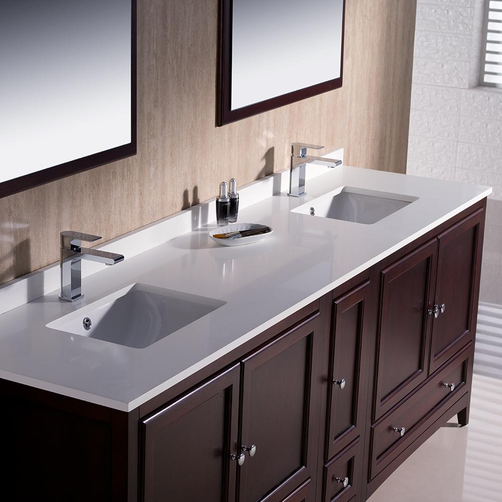 Fresca Oxford 84" Mahogany Traditional Double Sink Bathroom Vanity