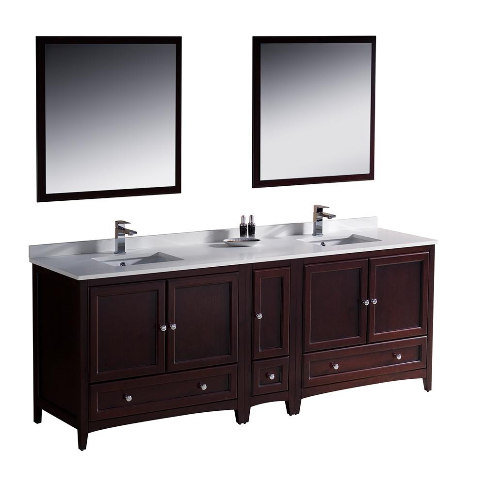 Fresca Oxford 84" Mahogany Traditional Double Sink Bathroom Vanity