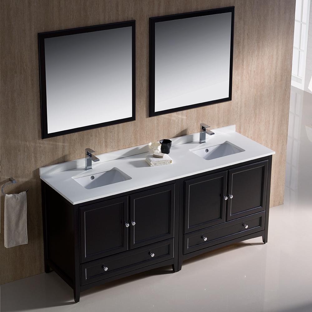 Fresca Oxford 72" Espresso Traditional Double Sink Bathroom Vanity
