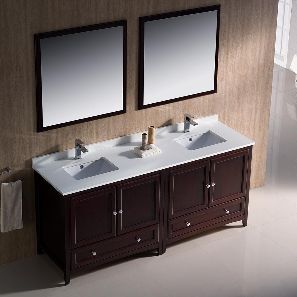 Fresca Oxford 72" Mahogany Traditional Double Sink Bathroom Vanity