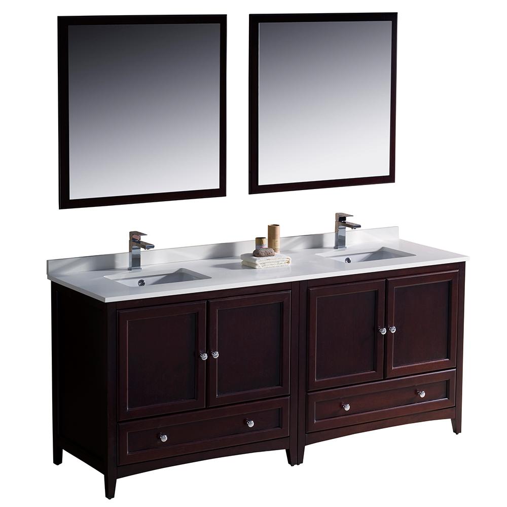 Fresca Oxford 72" Mahogany Traditional Double Sink Bathroom Vanity