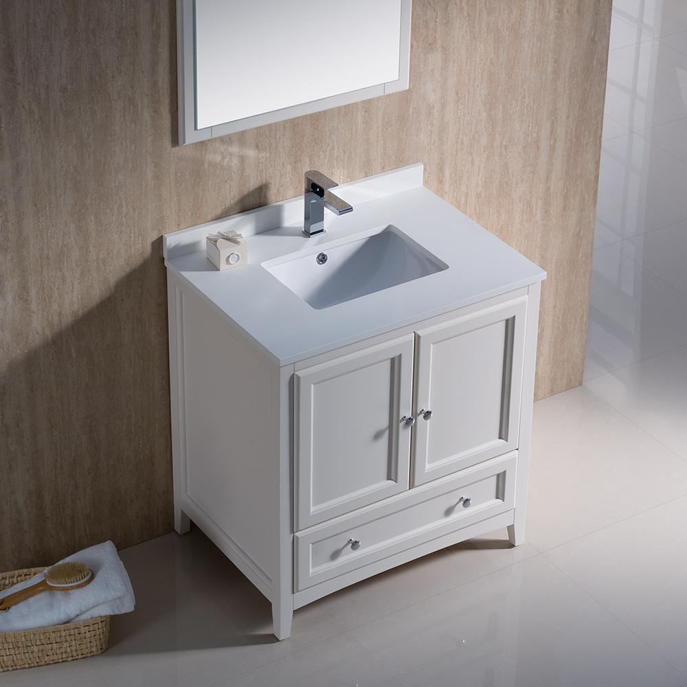 Fresca Oxford 30" Antique White Traditional Bathroom Vanity