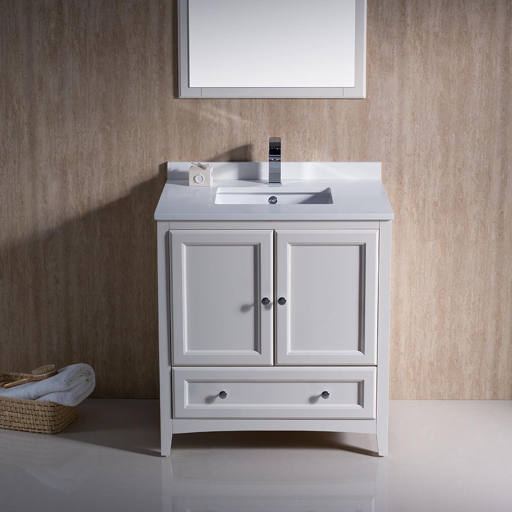 Fresca Oxford 30" Antique White Traditional Bathroom Vanity