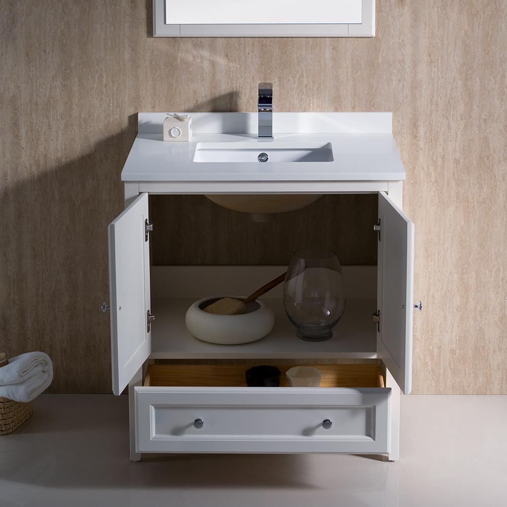 Fresca Oxford 30" Antique White Traditional Bathroom Vanity