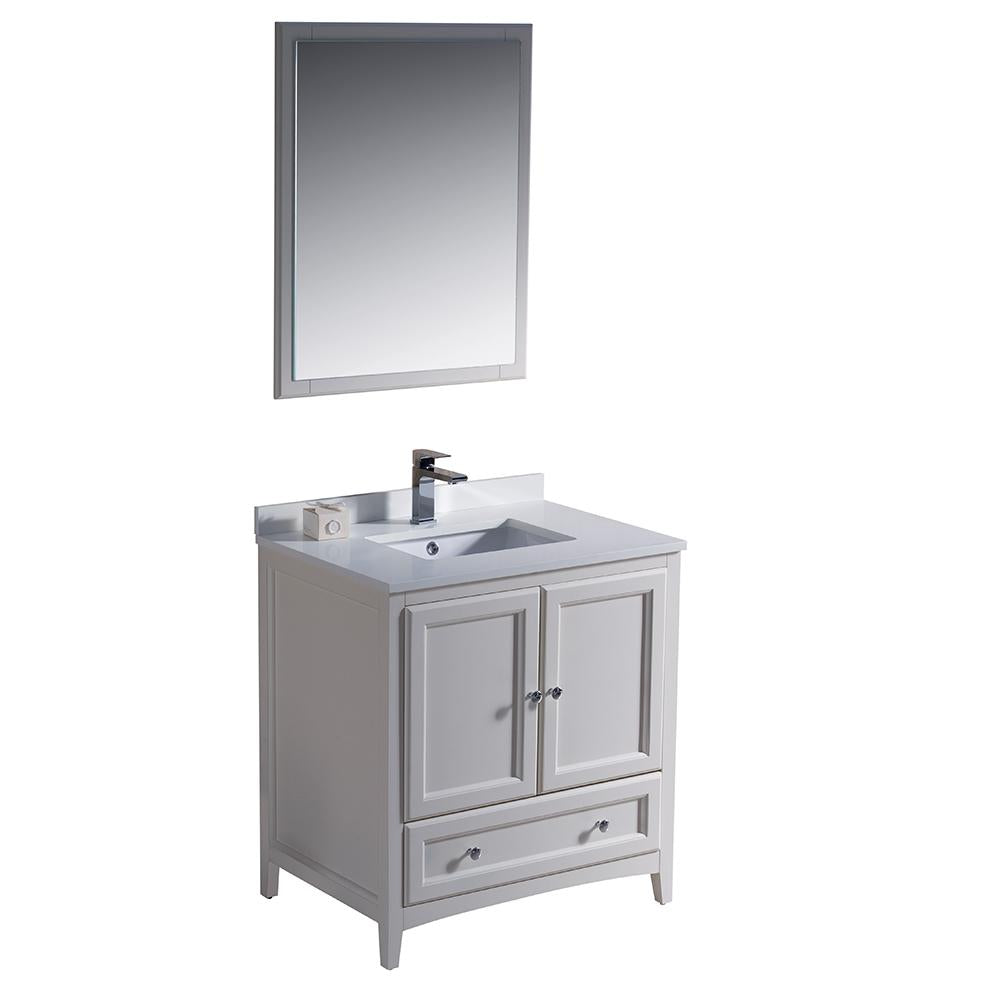 Fresca Oxford 30" Antique White Traditional Bathroom Vanity