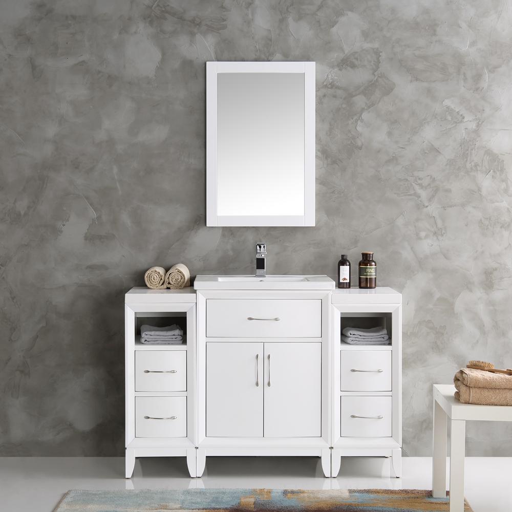 Fresca Cambridge 48" White Traditional Bathroom Vanity w/ Mirror
