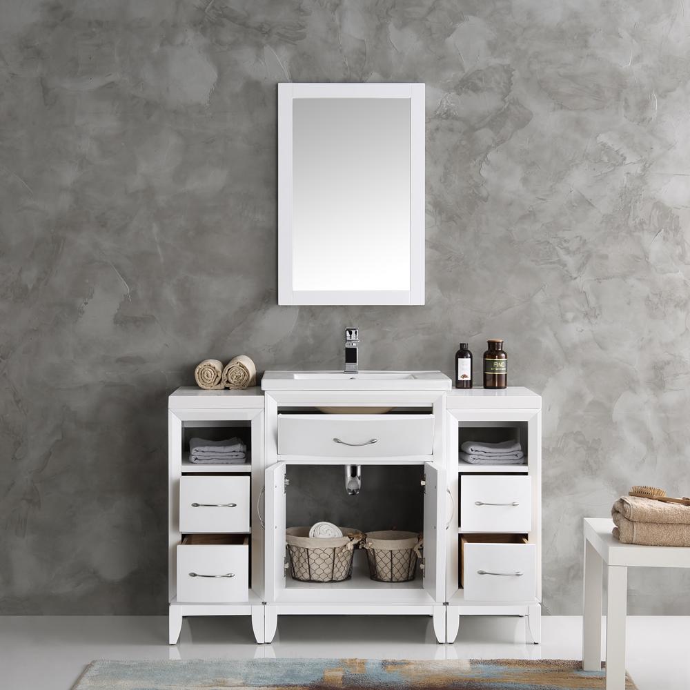 Fresca Cambridge 48" White Traditional Bathroom Vanity w/ Mirror
