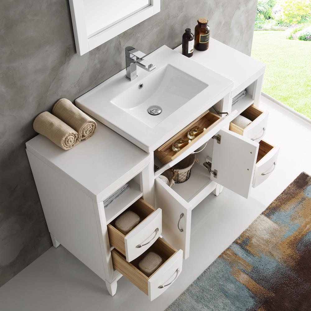 Fresca Cambridge 48" White Traditional Bathroom Vanity w/ Mirror