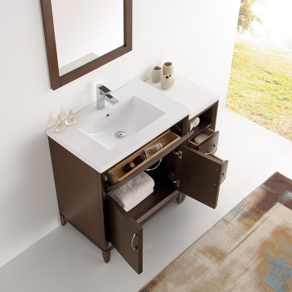 Fresca Cambridge 42" Antique Coffee Traditional Bathroom Vanity w/ Mirror