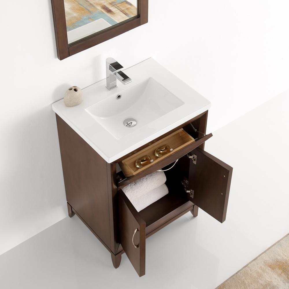 Fresca Cambridge 24" Antique Coffee Traditional Bathroom Vanity w/ Mirror