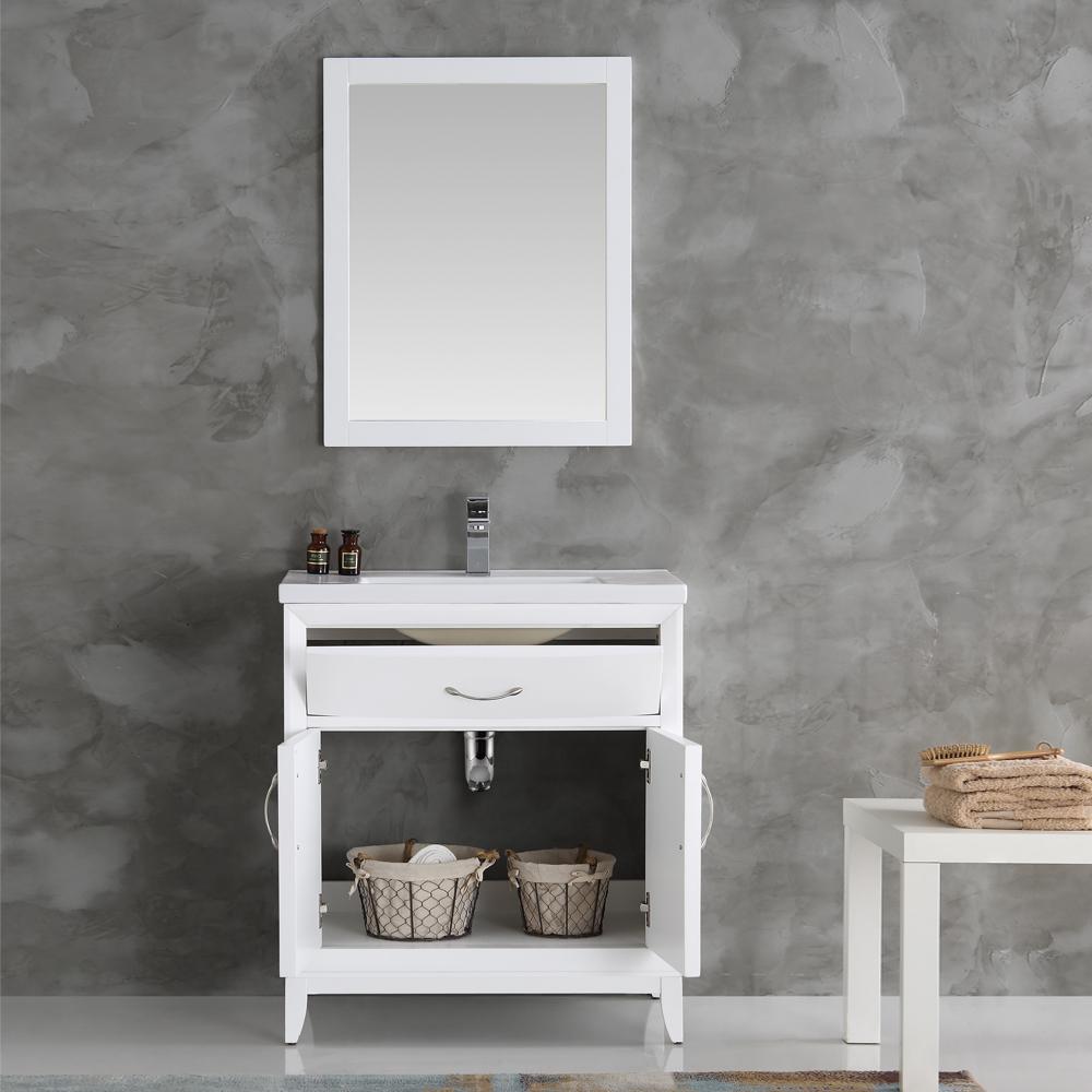 Fresca Cambridge 30" White Traditional Bathroom Vanity w/ Mirror
