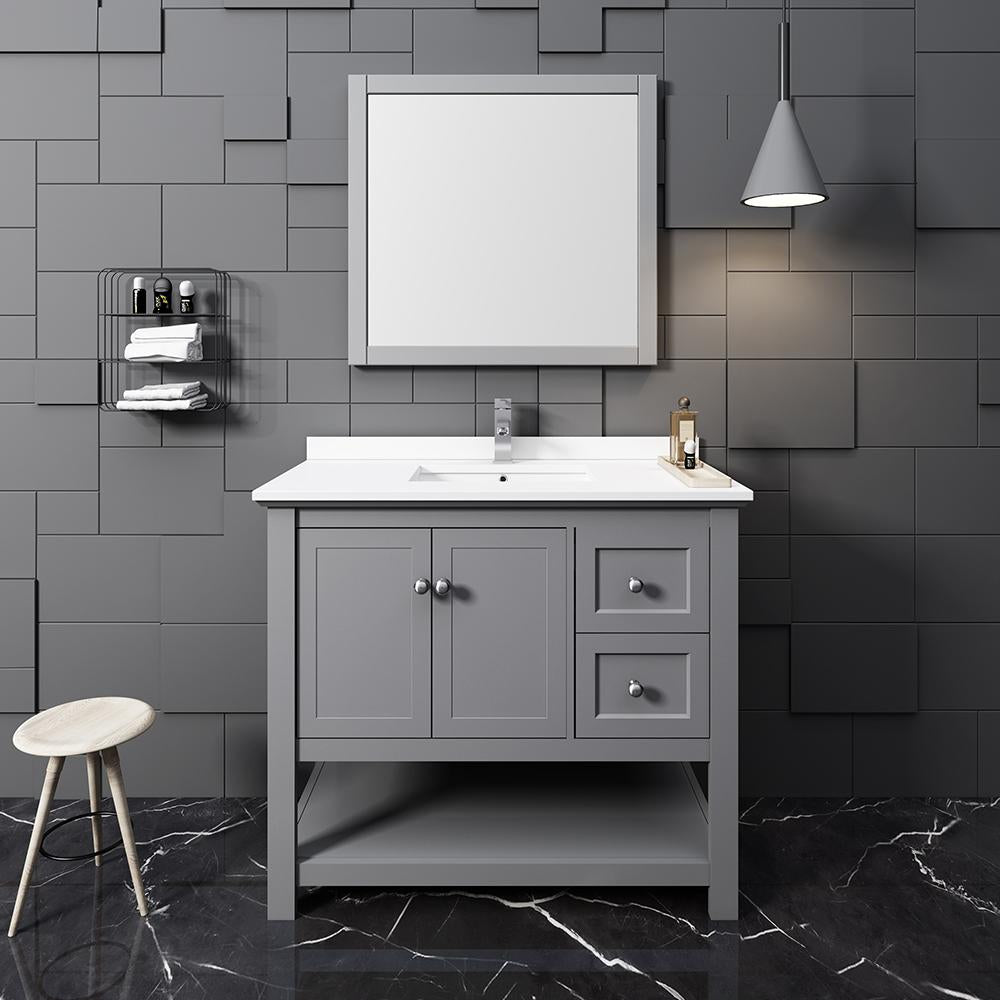 Fresca Manchester 40" Gray Traditional Bathroom Vanity w/ Mirror