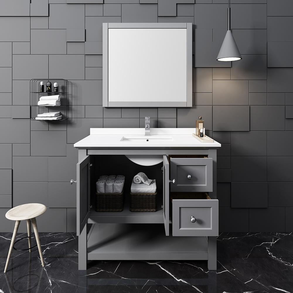 Fresca Manchester 40" Gray Traditional Bathroom Vanity w/ Mirror