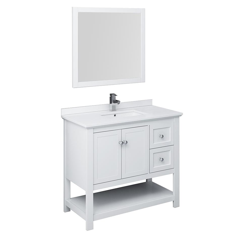 Fresca Manchester 40" White Traditional Bathroom Vanity w/ Mirror