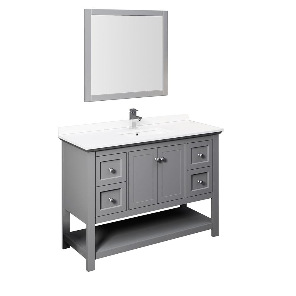 Fresca Manchester 48" Gray Traditional Bathroom Vanity w/ Mirror