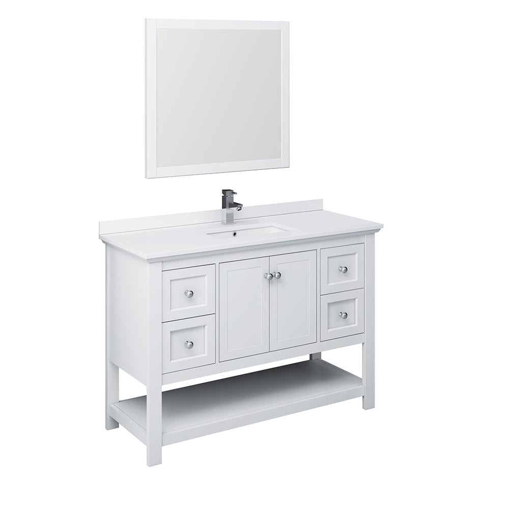 Fresca Manchester 48" White Traditional Bathroom Vanity w/ Mirror