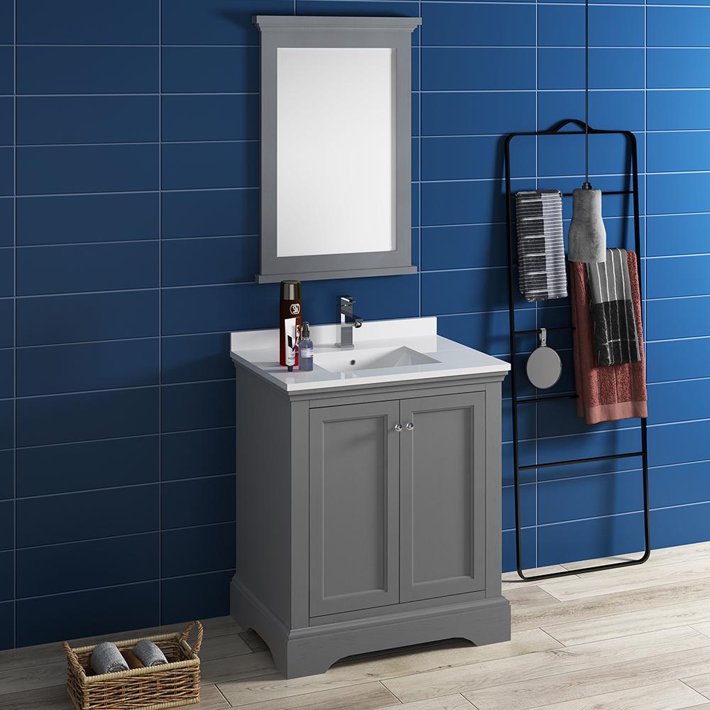Fresca-Windsor-30"-Gray-Textured-Traditional-Bathroom-Vanity-w/-Mirror-(FVN2430GRV)
