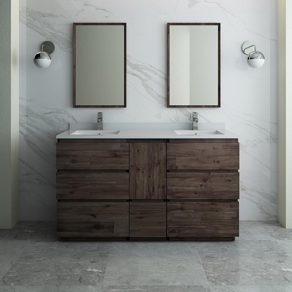 Fresca Formosa 60" Floor Standing Double Sink Modern Bathroom Vanity w/ Mirrors