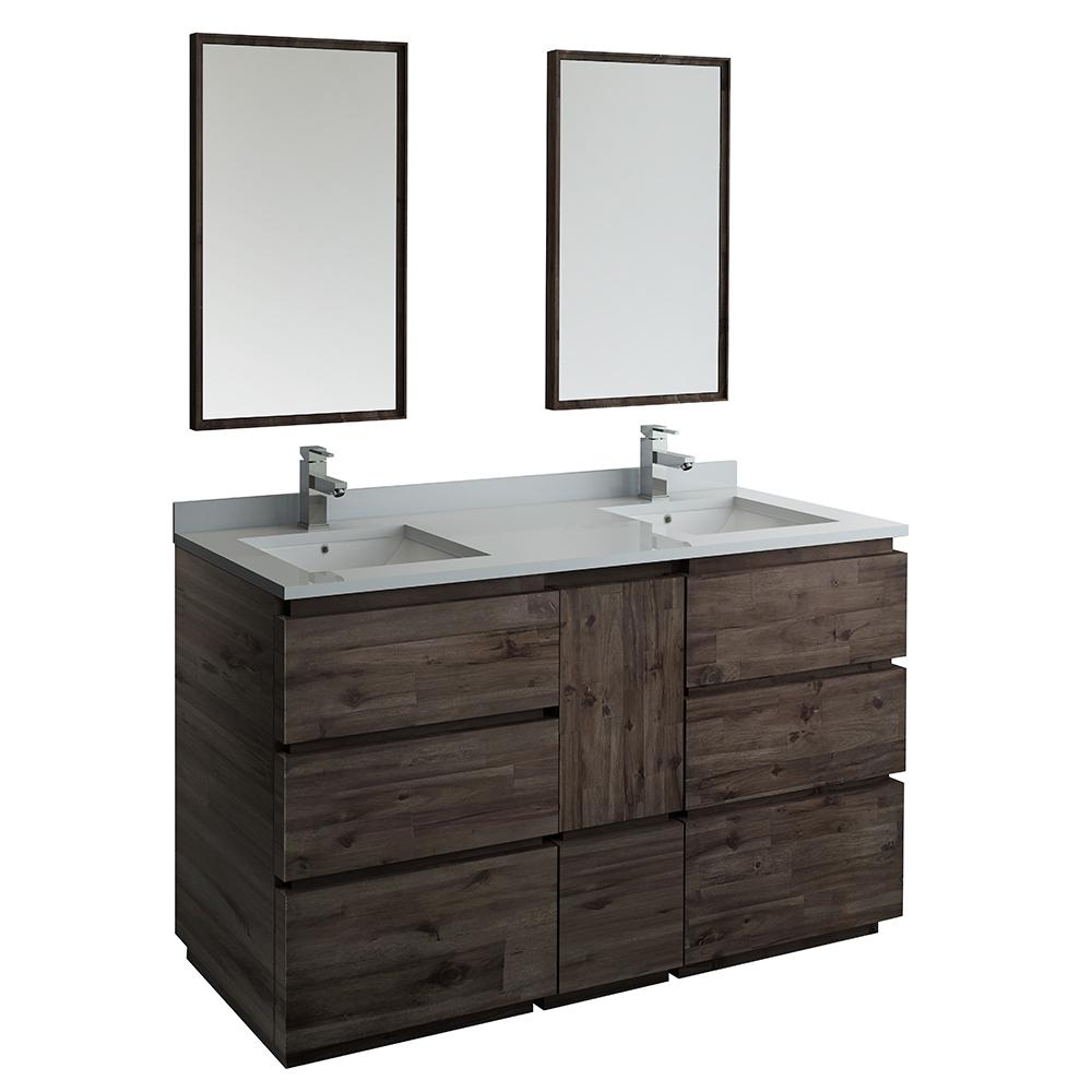 Fresca Formosa 60" Floor Standing Double Sink Modern Bathroom Vanity w/ Mirrors