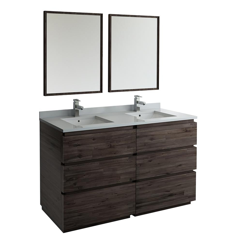 Fresca Formosa 60" Floor Standing Double Sink Modern Bathroom Vanity w/ Mirrors