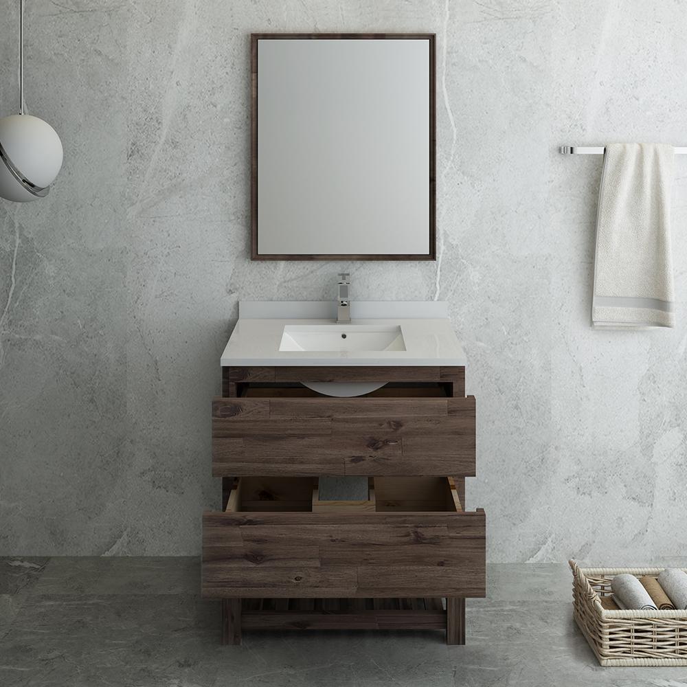 Fresca Formosa 30" Floor Standing Modern Bathroom Vanity w/ Open Bottom & Mirror