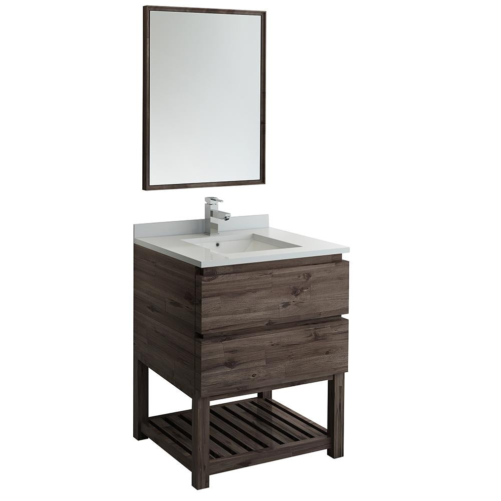 Fresca Formosa 30" Floor Standing Modern Bathroom Vanity w/ Open Bottom & Mirror