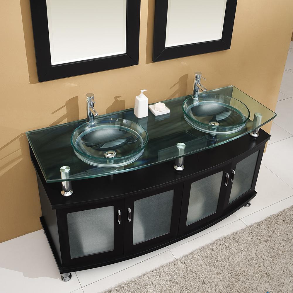 Fresca Contento 60" Espresso Double Sink Modern Bathroom Vanity w/ Mirrors