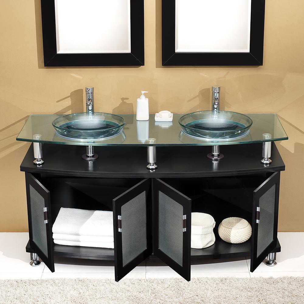 Fresca Contento 60" Espresso Double Sink Modern Bathroom Vanity w/ Mirrors