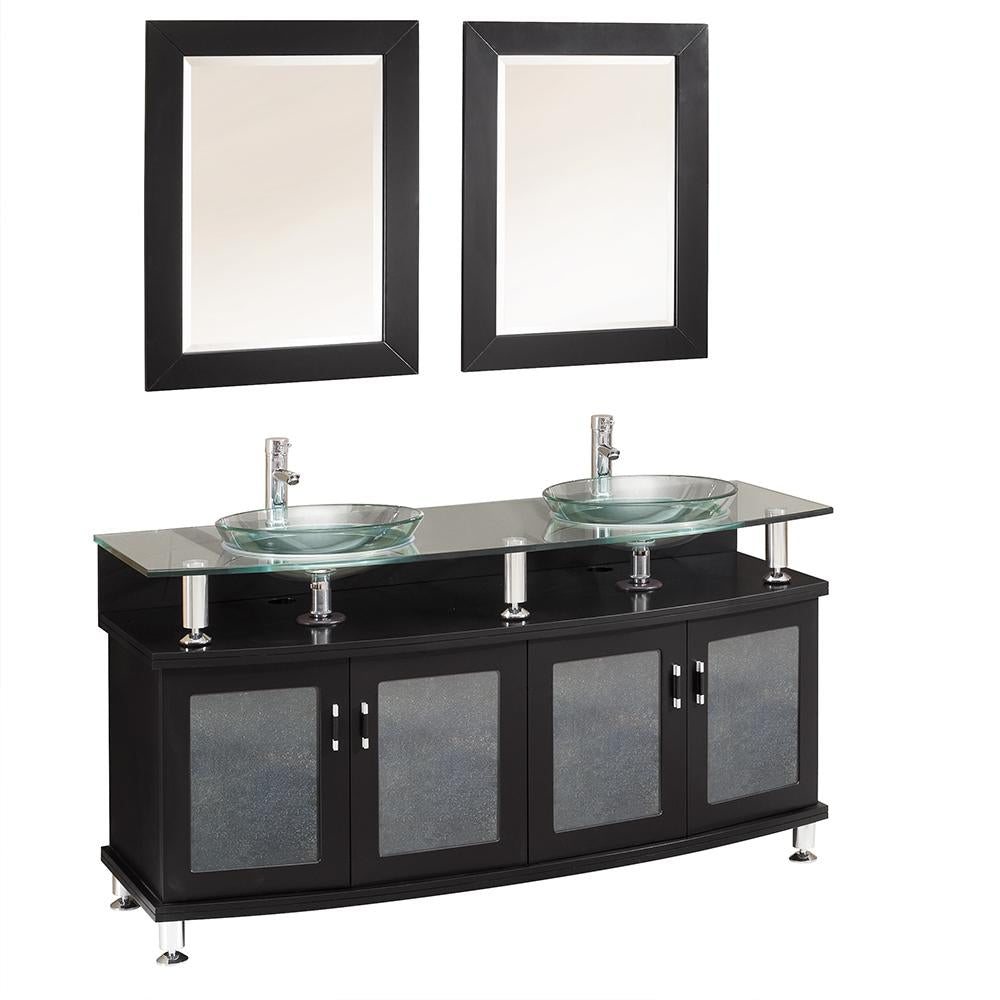 Fresca Contento 60" Espresso Double Sink Modern Bathroom Vanity w/ Mirrors