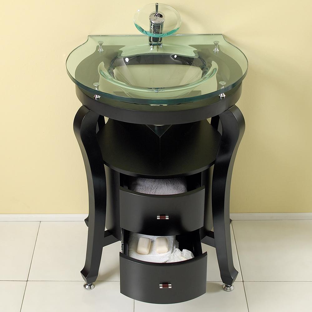 Fresca Simpatico 26" Espresso Modern Bathroom Vanity w/ Mirror & Shelves