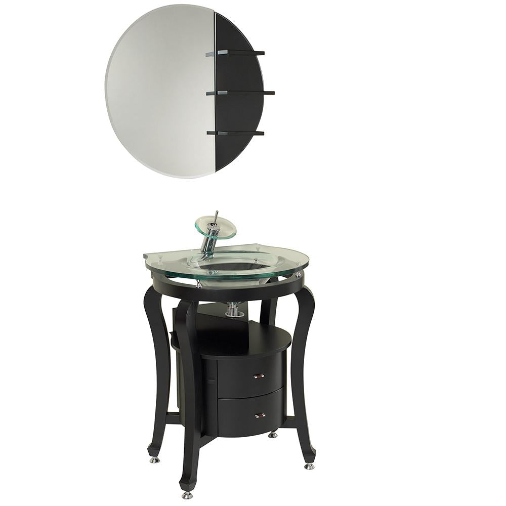 Fresca Simpatico 26" Espresso Modern Bathroom Vanity w/ Mirror & Shelves