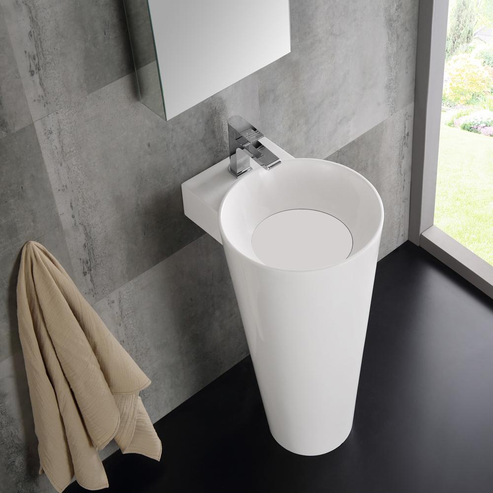 Fresca Messina 16" White Pedestal Sink w Medicine Cabinet - Modern Bathroom Vanity