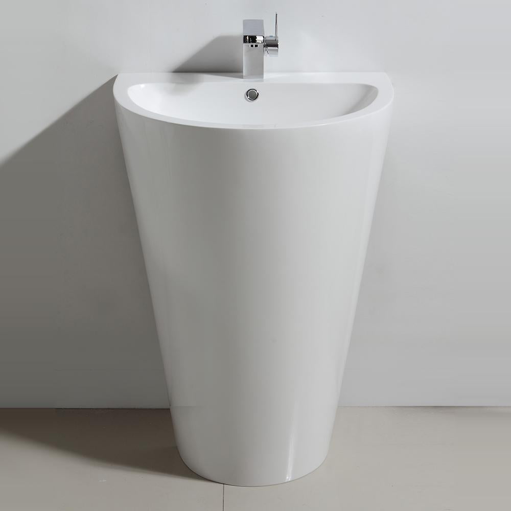 Fresca Parma 24" White Pedestal Sink w/ Medicine Cabinet - Modern Bathroom Vanity